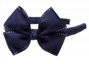 img 2 attached to 🎀 Girls' Sara Stitched Grosgrain Bow Headband by Anna Belen