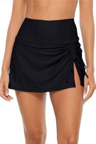 img 4 attached to ALove Women'S Sporty High Waisted Split Swim Skirt With Drawstring And Built-In Panty For Comfortable Beach And Pool Activities