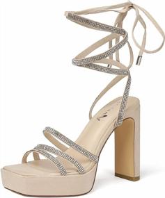 img 4 attached to Vivianly Rhinestone Platform Sandals With Ankle Wrap And Square Toe - Women'S High Heels With Cross Straps, Adjustable Buckle, And Chunky Heel Pumps