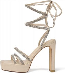 img 3 attached to Vivianly Rhinestone Platform Sandals With Ankle Wrap And Square Toe - Women'S High Heels With Cross Straps, Adjustable Buckle, And Chunky Heel Pumps