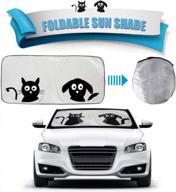 2win2buy folding car sun shade - reflective silver nylon windshield cover for front windscreen. one piece pop-up design for maximum uv protection. logo