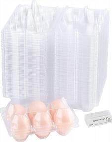 img 4 attached to Toplife Clear Plastic Eco-Friendly Egg Carton Set - 60 Ct., Securely Holds 6 Eggs with Sticker Labels