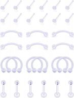 16g clear flexible bio-plastic studs rings earrings: jenxnjsjo body piercing retainers for rook daith nose septum lip labret eyebrow & horseshoe piercings logo