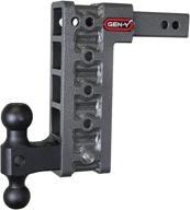 geny 2-inch class v drop hitch & versa-ball - adjustable with 10-inch drop, 16k towing capacity logo