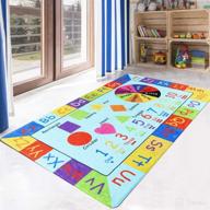 🔤 livebox abc alphabet kids room rug: washable 3' x 5' playmat with multi-color numbers for educational learning & game - non-slip nursery rug for playroom, bedroom, living room & kids play tent логотип