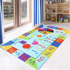 img 4 attached to 🔤 LIVEBOX ABC Alphabet Kids Room Rug: Washable 3' x 5' Playmat with Multi-Color Numbers for Educational Learning & Game - Non-Slip Nursery Rug for Playroom, Bedroom, Living Room & Kids Play Tent