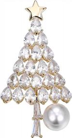 img 4 attached to Брошь с кристаллами женщин BriLove в виде рождественского венка - винтажный стиль
