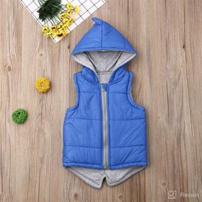 img 1 attached to 🦖 Dinosaur Vest Hoodie Sleeveless Waistcoat Warm Jacket Outwear with Zipper for Kids Toddler Baby Girl Boy by BULINGNA