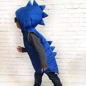 img 3 attached to 🦖 Dinosaur Vest Hoodie Sleeveless Waistcoat Warm Jacket Outwear with Zipper for Kids Toddler Baby Girl Boy by BULINGNA