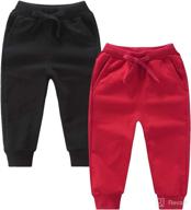 t.h.l.s toddler boys girls cotton sweatpants with pockets - active jogger pants 1-7t, 3-pack logo