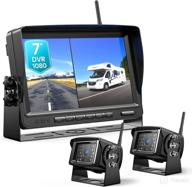 📷 fookoo 1080p 7-inch wireless backup camera system, 7-inch hd dual/quad split monitor with recording, ip69 waterproof rear view front view cameras with parking lines, suitable for rv/truck/trailer/van/bus (dw702) logo