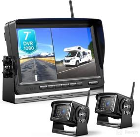 img 4 attached to 📷 Fookoo 1080P 7-inch Wireless Backup Camera System, 7-inch HD Dual/Quad Split Monitor with Recording, IP69 Waterproof Rear View Front View Cameras with Parking Lines, Suitable for RV/Truck/Trailer/Van/Bus (DW702)