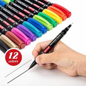 img 3 attached to Colorful Precision: ZEYAR Twin Tip Permanent Markers Set With Ultra Fine And Fine Point For CD/DVD Marking And More, 12 Colors