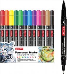 img 4 attached to Colorful Precision: ZEYAR Twin Tip Permanent Markers Set With Ultra Fine And Fine Point For CD/DVD Marking And More, 12 Colors