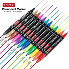 img 2 attached to Colorful Precision: ZEYAR Twin Tip Permanent Markers Set With Ultra Fine And Fine Point For CD/DVD Marking And More, 12 Colors