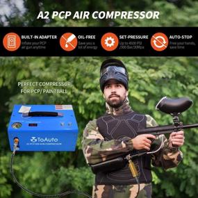 img 3 attached to TOAUTO A2 PCP Air Compressor, Auto-Stop, Portable 4500Psi/30Mpa, Oil/Water-Free, 8MM Quick-Connector HPA Compressor For Paintball/PCP Air Rifle/Scuba Tank, Powered By Home 110V AC Or 12V Car DC（Blue）