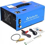 toauto a2 pcp air compressor, auto-stop, portable 4500psi/30mpa, oil/water-free, 8mm quick-connector hpa compressor for paintball/pcp air rifle/scuba tank, powered by home 110v ac or 12v car dc（blue） логотип