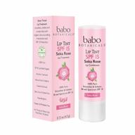 organic tinted mineral lip conditioner with spf 15, water-resistant lip balm, seka rose by babo botanicals - 0.15 oz. logo