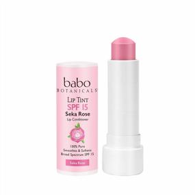 img 3 attached to Organic Tinted Mineral Lip Conditioner With SPF 15, Water-Resistant Lip Balm, Seka Rose By Babo Botanicals - 0.15 Oz.