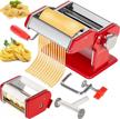 chefly pasta & ravioli maker set all-in-one - 9 thickness settings for fresh homemade lasagne fettuccine spaghetti dough roller press cutter noodle making machine red p1802-r logo