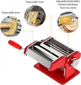 img 3 attached to CHEFLY Pasta & Ravioli Maker Set All-In-One - 9 Thickness Settings For Fresh Homemade Lasagne Fettuccine Spaghetti Dough Roller Press Cutter Noodle Making Machine Red P1802-R