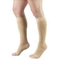 компрессионные чулки 20-30 мм рт. ст. для мужчин и женщин - короткая длина truform, открытый носок, бежевый x-large логотип