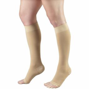 img 4 attached to 20-30 MmHg Compression Stocking For Men & Women - Truform Short Length, Open Toe, Beige X-Large