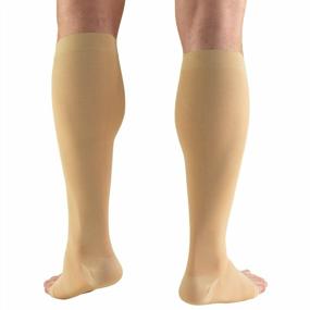 img 2 attached to Компрессионные чулки 20-30 мм рт. ст. для мужчин и женщин - короткая длина Truform, открытый носок, бежевый X-Large