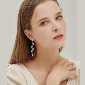 img 1 attached to Bridal Earrings For Wedding Rhinestone Dangle Earrings Leaf Earrings Long Earrings Elegant For Women