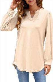 img 4 attached to Loose Tunic Tops For Women - Casual Puff Long Sleeve V Neck Blouse Shirt By Lecieldusoir