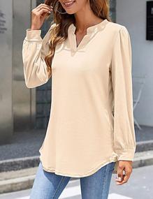 img 2 attached to Loose Tunic Tops For Women - Casual Puff Long Sleeve V Neck Blouse Shirt By Lecieldusoir