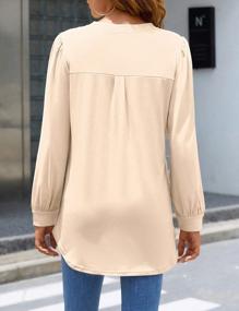 img 1 attached to Loose Tunic Tops For Women - Casual Puff Long Sleeve V Neck Blouse Shirt By Lecieldusoir