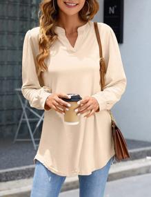 img 3 attached to Loose Tunic Tops For Women - Casual Puff Long Sleeve V Neck Blouse Shirt By Lecieldusoir