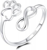 express your love for your pet with our pawprint heart infinity ring - 925 sterling silver adjustable ring for women & teen girls logo