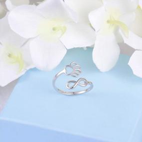 img 3 attached to Express Your Love For Your Pet With Our PawPrint Heart Infinity Ring - 925 Sterling Silver Adjustable Ring For Women & Teen Girls