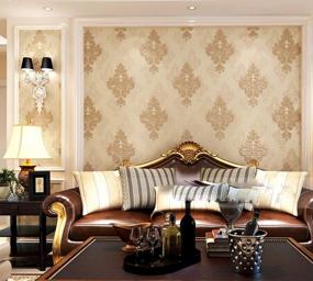 img 3 attached to 3D Damask Non-Woven Wallpaper For Bedroom And TV Backdrop - QIHANG Deep Embossed Design In Brown, 0.53M W X 10M L, Covers 5.3㎡ (57 Sq.Ft)