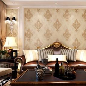 img 4 attached to 3D Damask Non-Woven Wallpaper For Bedroom And TV Backdrop - QIHANG Deep Embossed Design In Brown, 0.53M W X 10M L, Covers 5.3㎡ (57 Sq.Ft)
