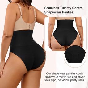 img 1 attached to Women'S Tummy Control Shapewear Thong Panties | Mid Waist Seamless Body Shaper Underwear Breathable