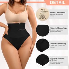 img 2 attached to Women'S Tummy Control Shapewear Thong Panties | Mid Waist Seamless Body Shaper Underwear Breathable