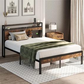 img 2 attached to 🛏️ Impressive Full Size Bed Frame with Storage Headboard, Power Outlets, and USB Ports: IRONCK 2-Tier Design, Sturdy 11-Leg Support, Non-Slip & Noise-Free, No Box Spring Required, Effortless Assembly