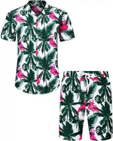 img 4 attached to J.Ver Men's Hawaiian Shirts Set: Casual Button Down Short Sleeve Shirts with Printed Shorts, Perfect for Beach, Tropical Hawaii Suits