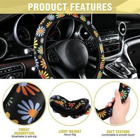 img 2 attached to Cute Steering Wheel Cover Flower Steering Wheel Cover Floral Steering Wheel Cover For Girls With 4 Pieces Cute Flowers Car Air Vent Clips For Women Girls Car Decorations (Sunflower Style)