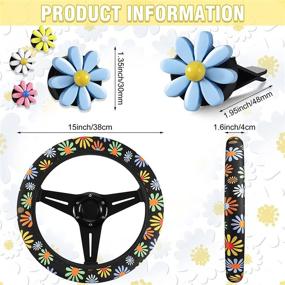 img 3 attached to Cute Steering Wheel Cover Flower Steering Wheel Cover Floral Steering Wheel Cover For Girls With 4 Pieces Cute Flowers Car Air Vent Clips For Women Girls Car Decorations (Sunflower Style)