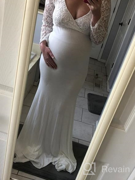 img 1 attached to Stylish & Chic Cross-Front Maternity Lace Gown With Long Sleeves, V-Neck, And Perfect For Baby Shower Photography - ZIUMUDY review by Zac Pewitt