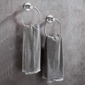 img 4 attached to GERUIKE 2 Packs Adhesive Towel Ring Wall Mount - Rustproof Stainless Steel Hand Towel Hanger Brushed Bathroom Hardware