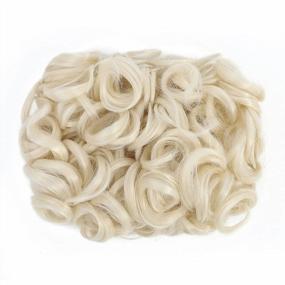img 3 attached to SWACC Platinum Blonde Curly Bun Extension With Easy Stretch Combs - Clip-In Ponytail Hairpiece For Messy Chignon And Tray Ponytail Styles