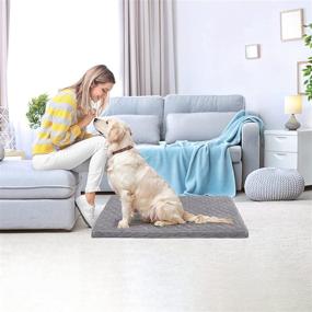 img 1 attached to 🐾 XL Hero Dog Bed for Jumbo Dogs - 47 inches, Washable, Anti-Slip Bottom, Removable Cover, Light Grey Pet Mattress