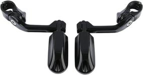 img 1 attached to 🏍️ Harley TCMT 1-1/4" 1.25" 32mm Black Angled Highway Engine Guard Foot Pegs Kit with Long Reach (2 x Footpegs + Mounting Clamps, Black)