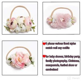 img 1 attached to 🌸 Adorable Baby Girl Floral Headband Set - 3pcs Elastic Hairbands, Perfect Hair Accessories Gift for Girls, 6#, Stretchy Size