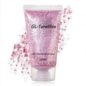 img 4 attached to GL-Turelifes 30Ml Sequins Chunky Glitter Liquid Eyeshadow Glitter Body Gel Festival Glitter Cosmetic Face Hair Nails Makeup Long Lasting Sparkling Easy To Apply, Easy To Remove (#09 Pink)